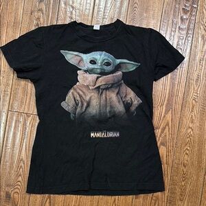 Star Wars Mandalorian Kids Black Tee with Baby Yoda